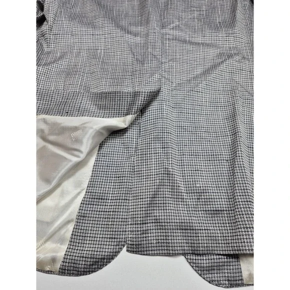 Vintage Lanvin Paris Blazer Mens 44L Gray 100% Silk Check Sport Coat Jacket 80s